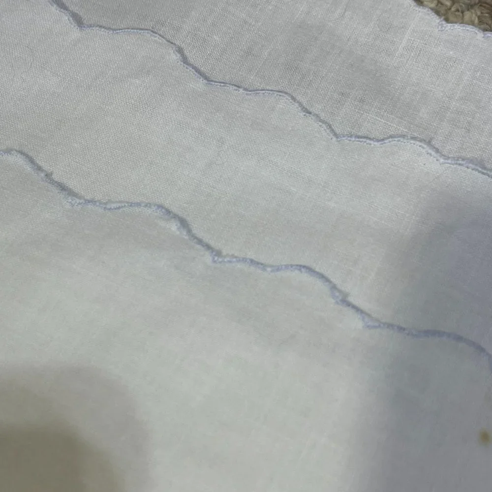 4 Vintage Cutwork Embroidery Linen Napkins Light Blue White 10